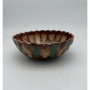 Dryden Pottery Bowl Marked on the bottom Bubbles Brown And Green Glazed